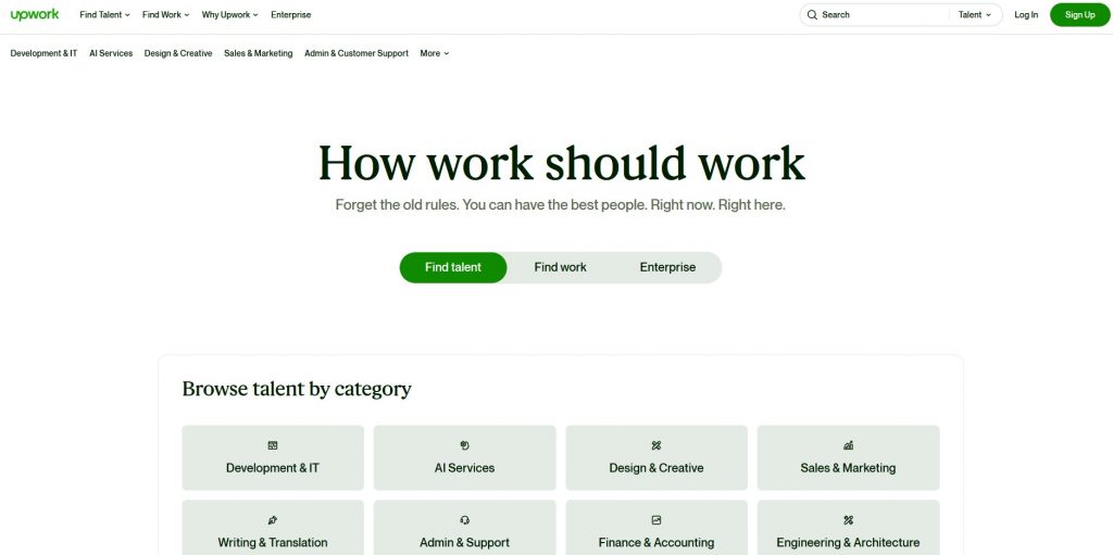 upwork homepage