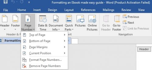 remove page numbers